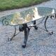 Coffee table from the 70s in wrought iron glass top bec de corbin