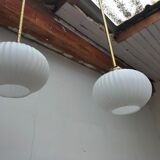 Pair brass and glass chandeliers