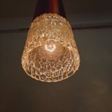 Three vintage suspension lamps, copper aluminum and glass