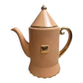 Théière vintage Artichaut I.c.b. France rose pêche et dorures