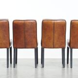 Luxury set of 4 comfortable dining chairs made of sheepskin leather