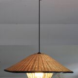 Suspension rotin/osier & verre ancien
