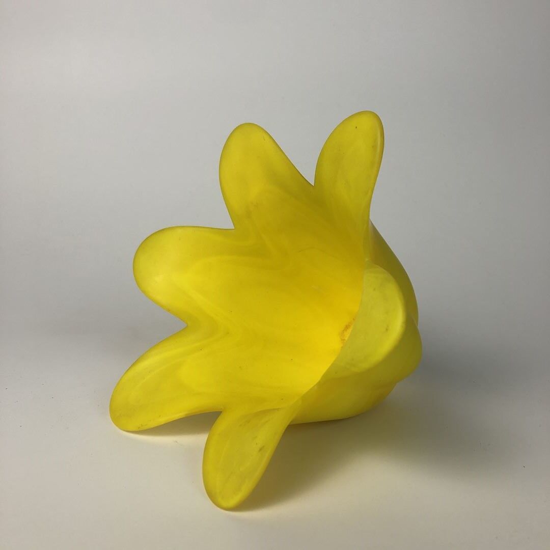 Small vase made of yellow glass paste, tulip shape blooms