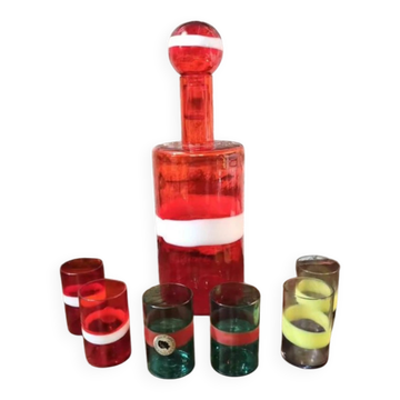 Murano glass liqueur service galliano ferro vintage