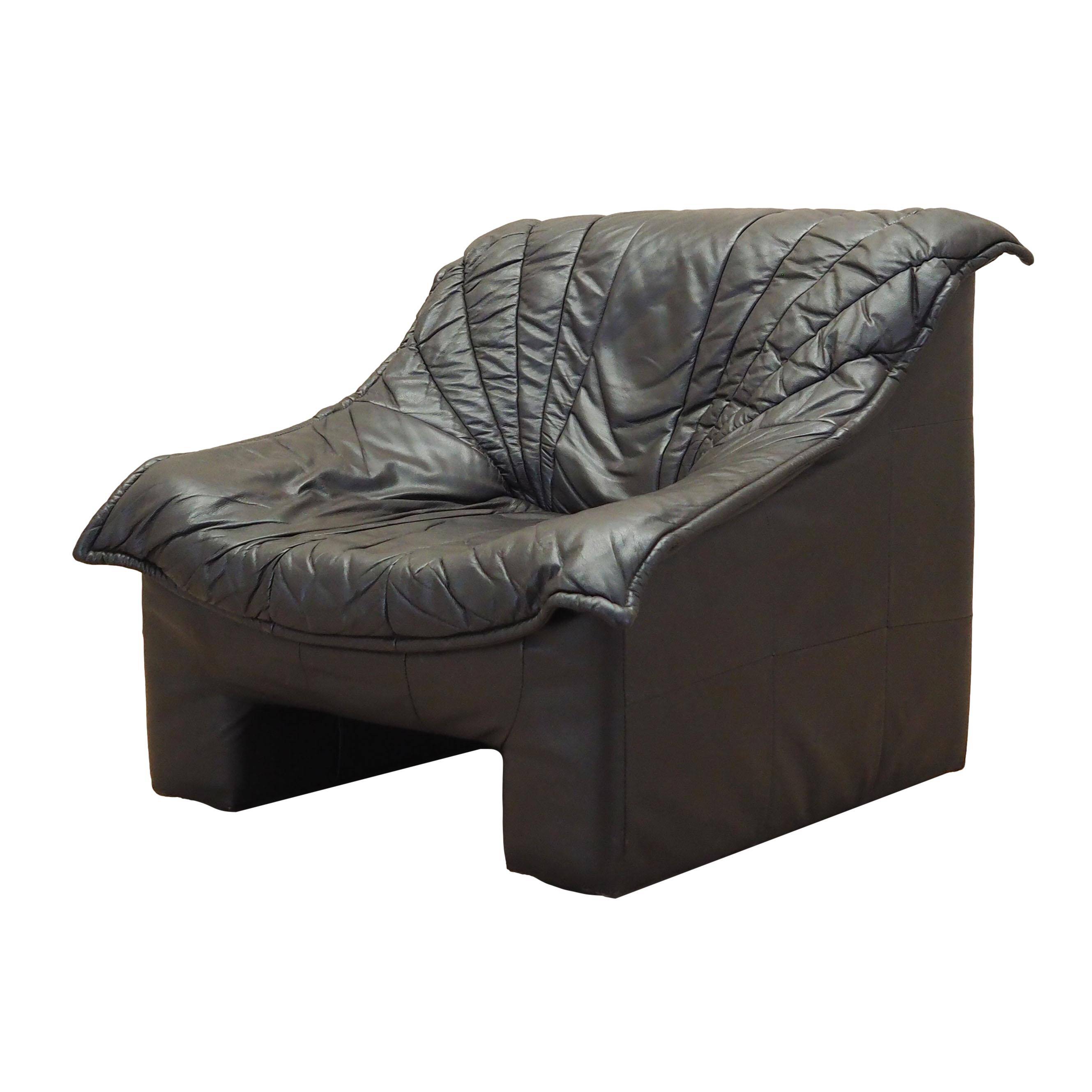 Fauteuil en cuir, design italien, années 1960, production : Italie