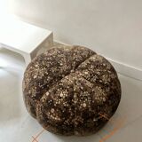 Short velvet pouf with liberty flowers, Ligne Roset 1970