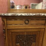 Art Deco solid wood sideboard with mirror and marble top