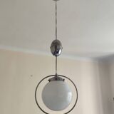 White opaline globe suspension and metal structure