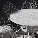 Set table + 6 armchairs garden Wrought iron 80s