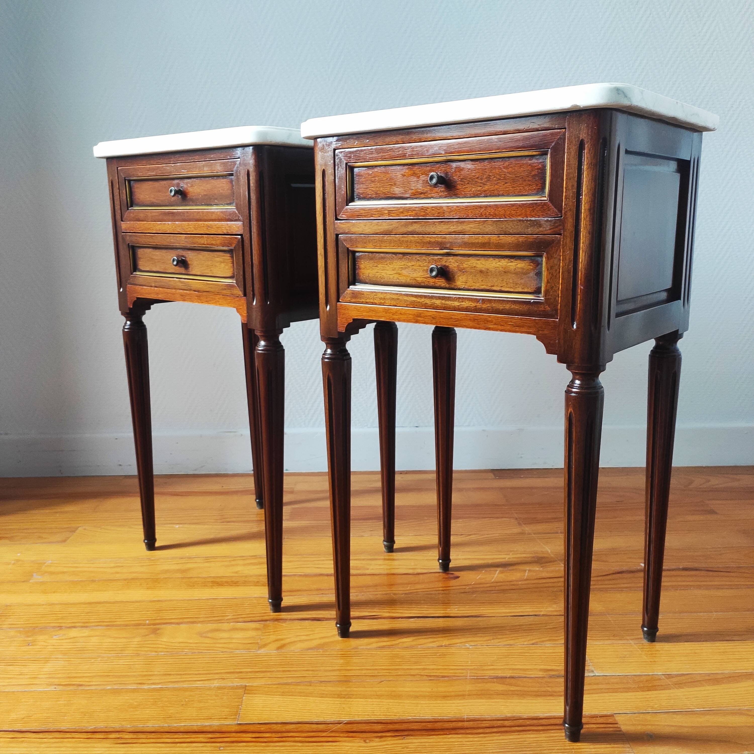 Pair of Louis XVI style bedside tables