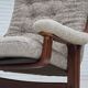 1970s, Norwegian design armchair, blend wool fabric, bent wood.