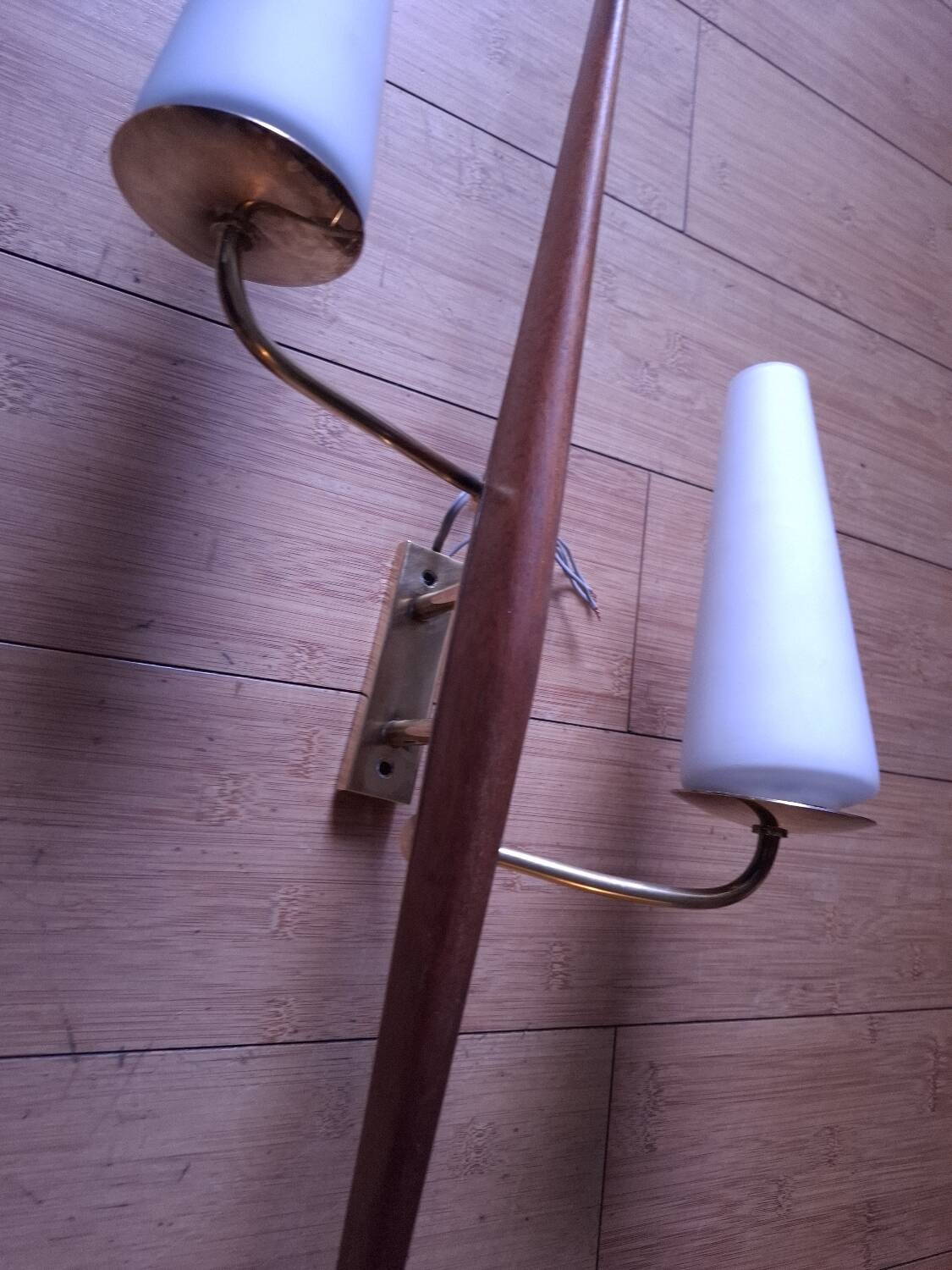 60's teak wall light from Maison Lunel