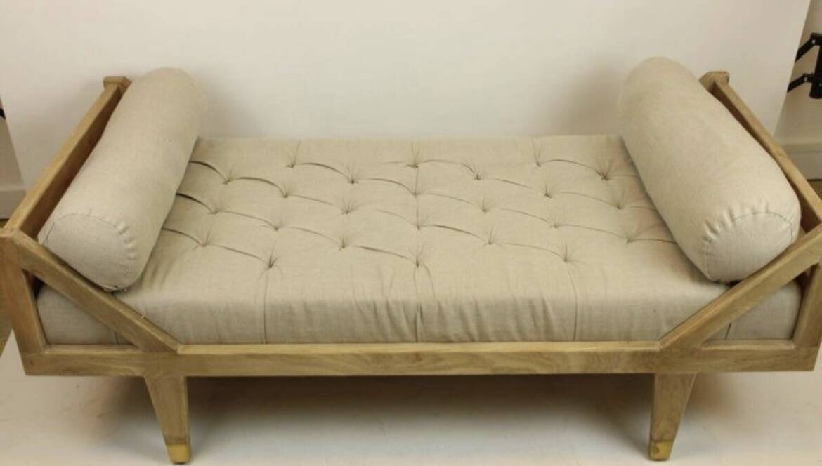 Banquette lit d’appoint bois et tissu