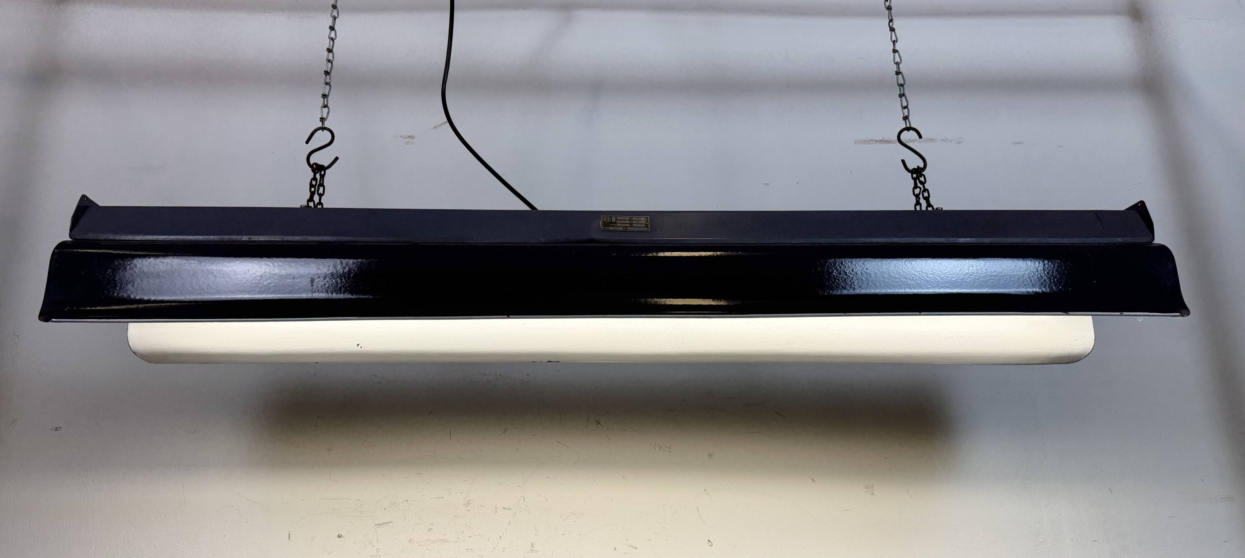 Grey Enamel Industrial Hanging Tube Light, 1960s