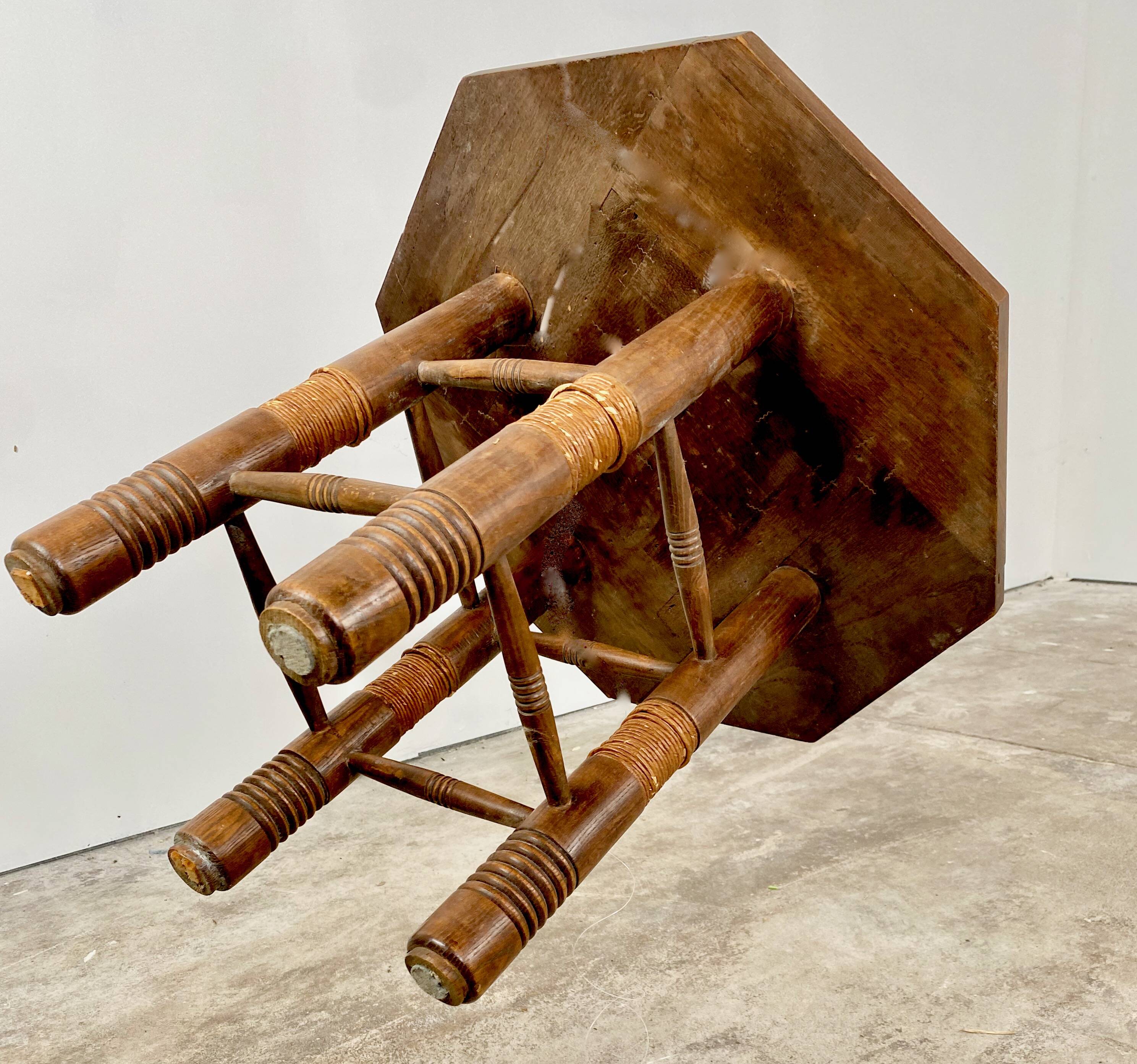 Breton octagonal oak table from the 20s and 30s