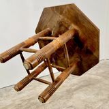 Breton octagonal oak table from the 20s and 30s