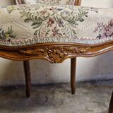 Set of 3 Louis XV style chairs - In carved and moulded wood with flowers
