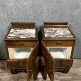 Pair of Art Deco period mahogany bedside tables circa 1930