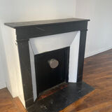 Black marble fireplace mantel