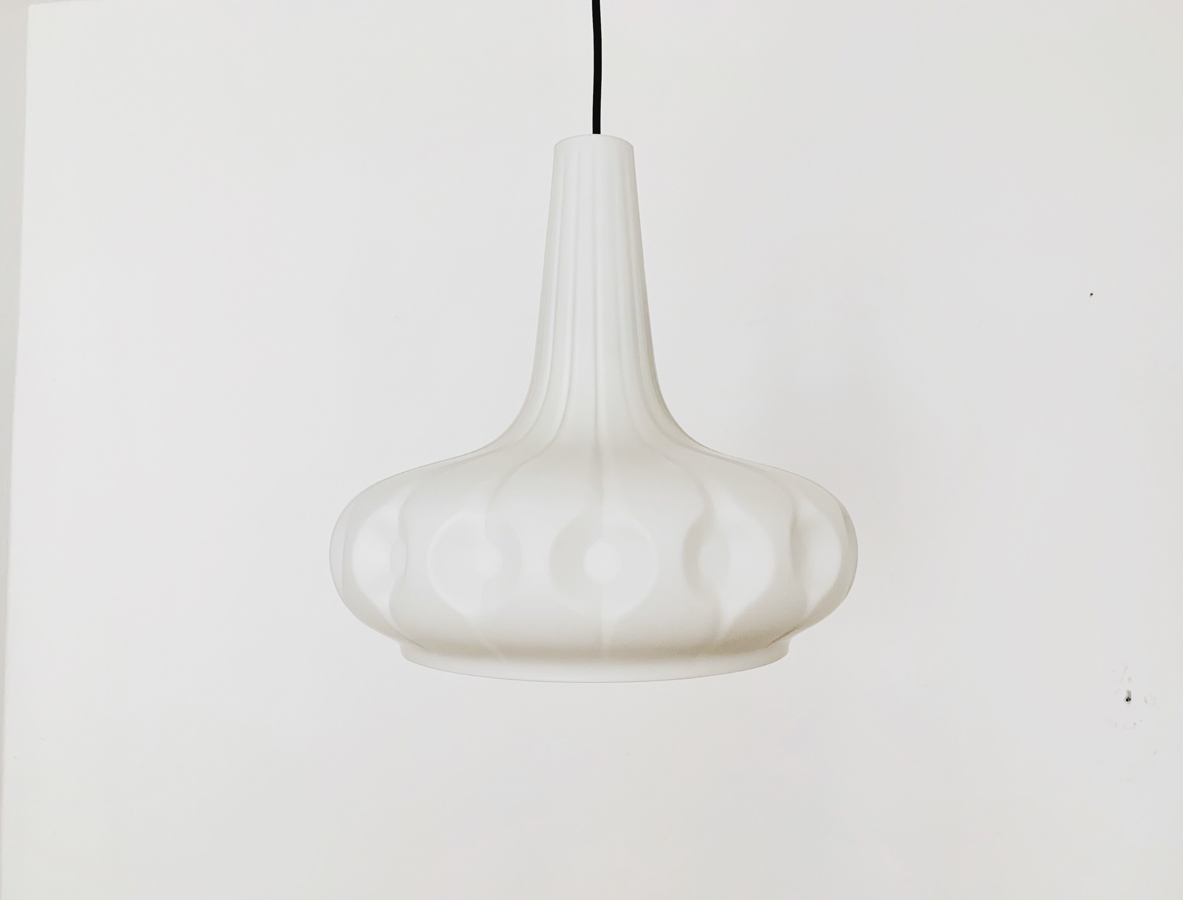 Mid century modern opaline pendant lamp by Peill and Putzler
