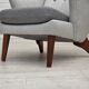 Fauteuil danois à dossier haut avec tabouret, années 1970, laine, bois de teck.