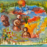 "Au jardin" gouache by Henriette Barety