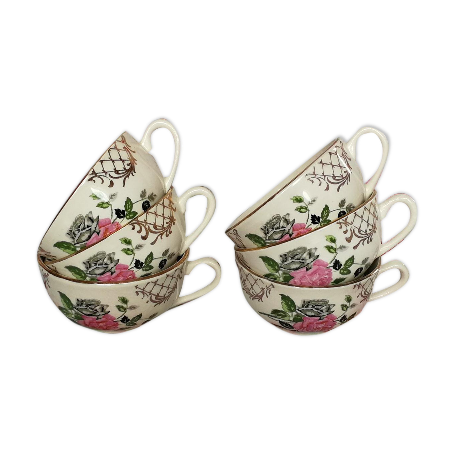 6 cups old Sarreguemines