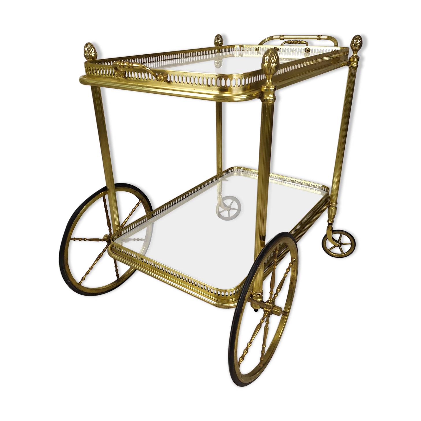 Vintage brass bar trolley service
