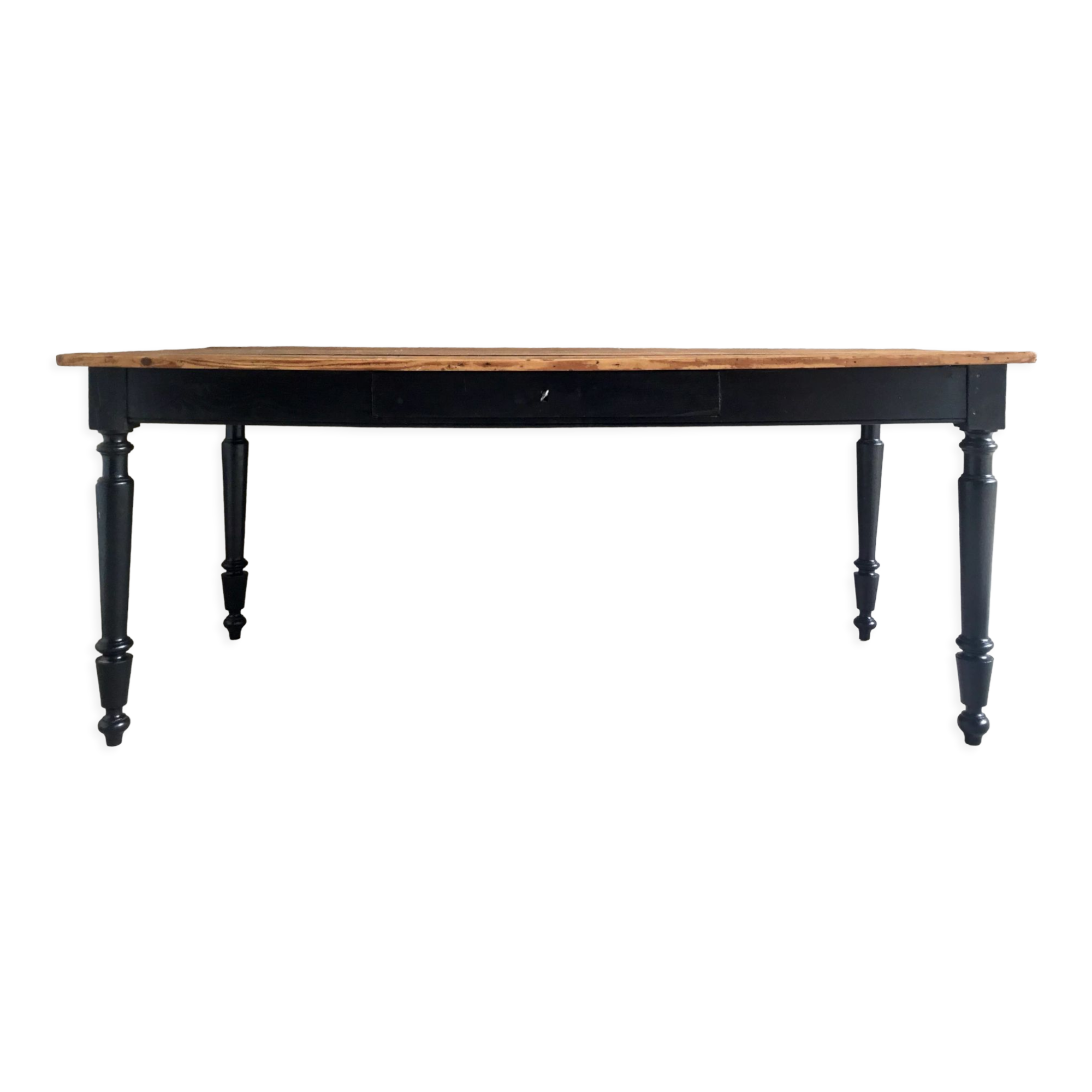 Large farmhouse table 180 cm feet turned - early twentieth