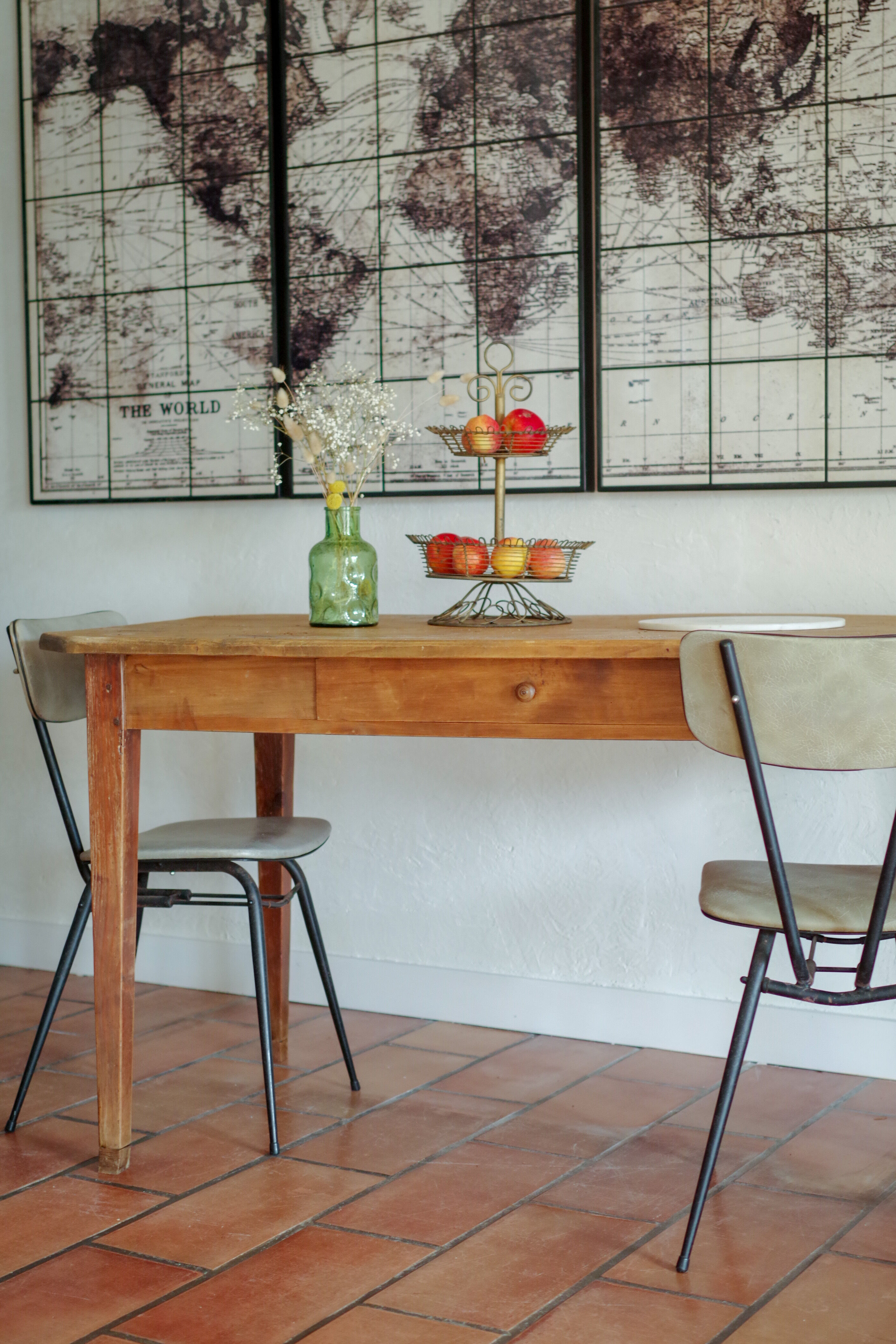 Old wooden farm table