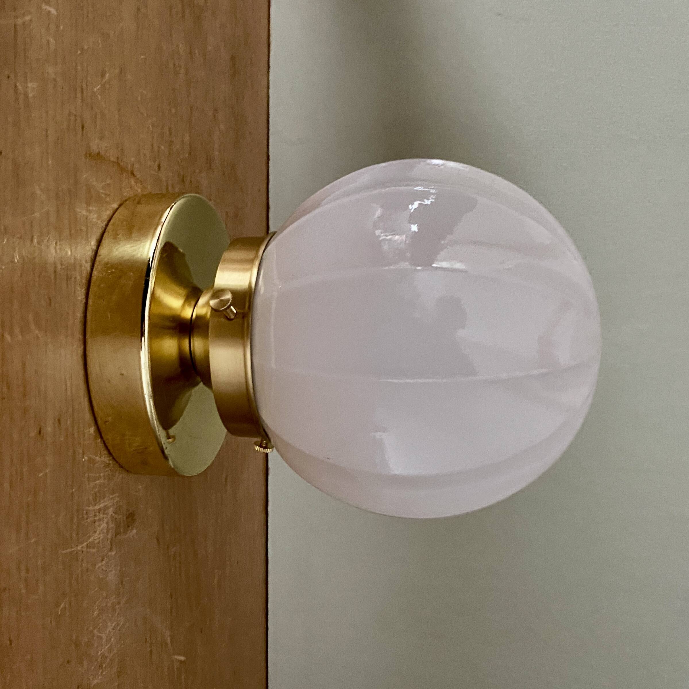 Vintage globe wall / ceiling light in white opaline