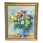 Original Swedish Oil On Canvas – “Still Life With Flowers In Vase” By Jan Sonne (1909-96) 1980 – Vintage & Framed