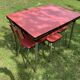 Formica table with 2 chairs and 2 stools
