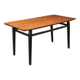 Table italienne vintage des années 1960 en bois teinté ébène, plateau plaqué teck
