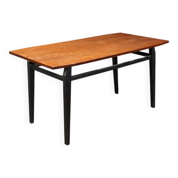 Vintage Italian table from the 1960s in stained ebony wood, with a teak veneer top.