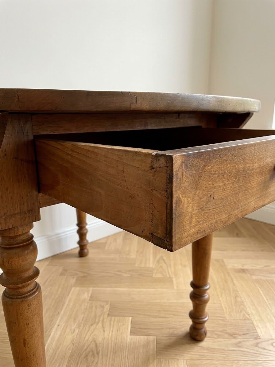 Antique solid wood drop-leaf table