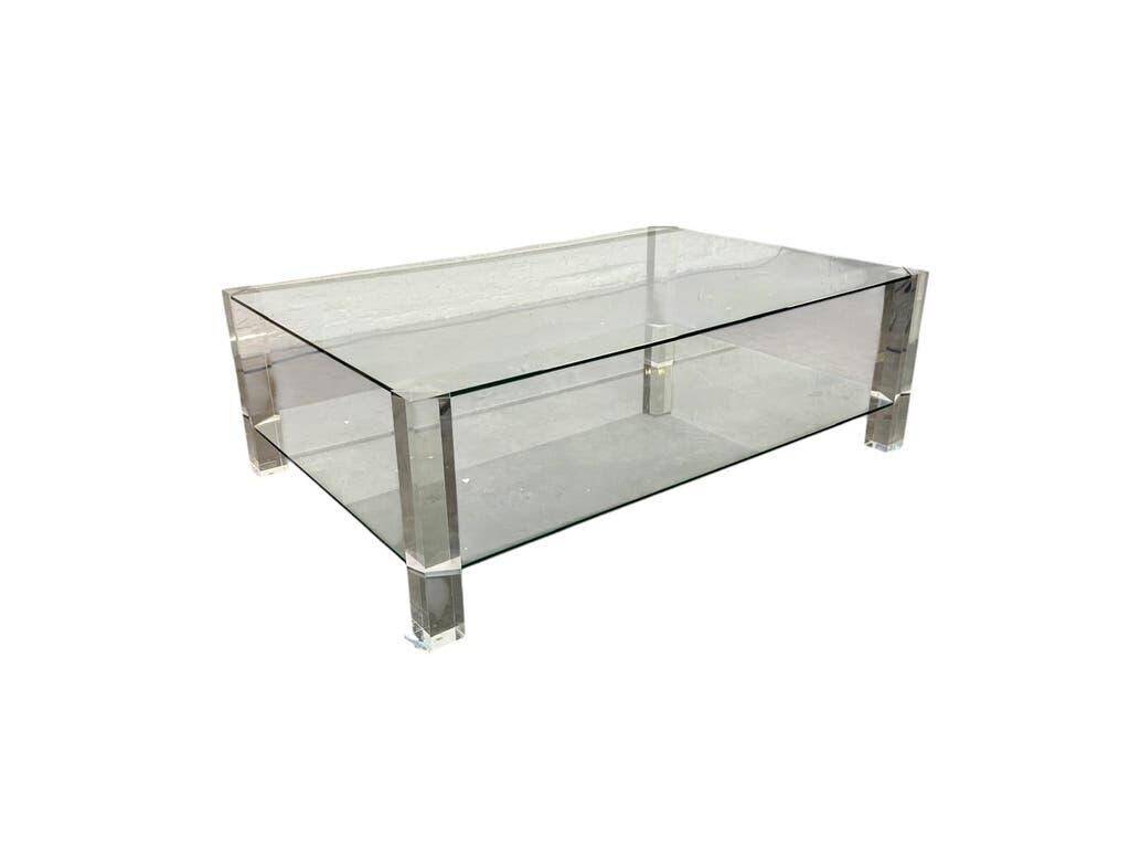 Table basse vintage en verre/acrylique « La Haye »