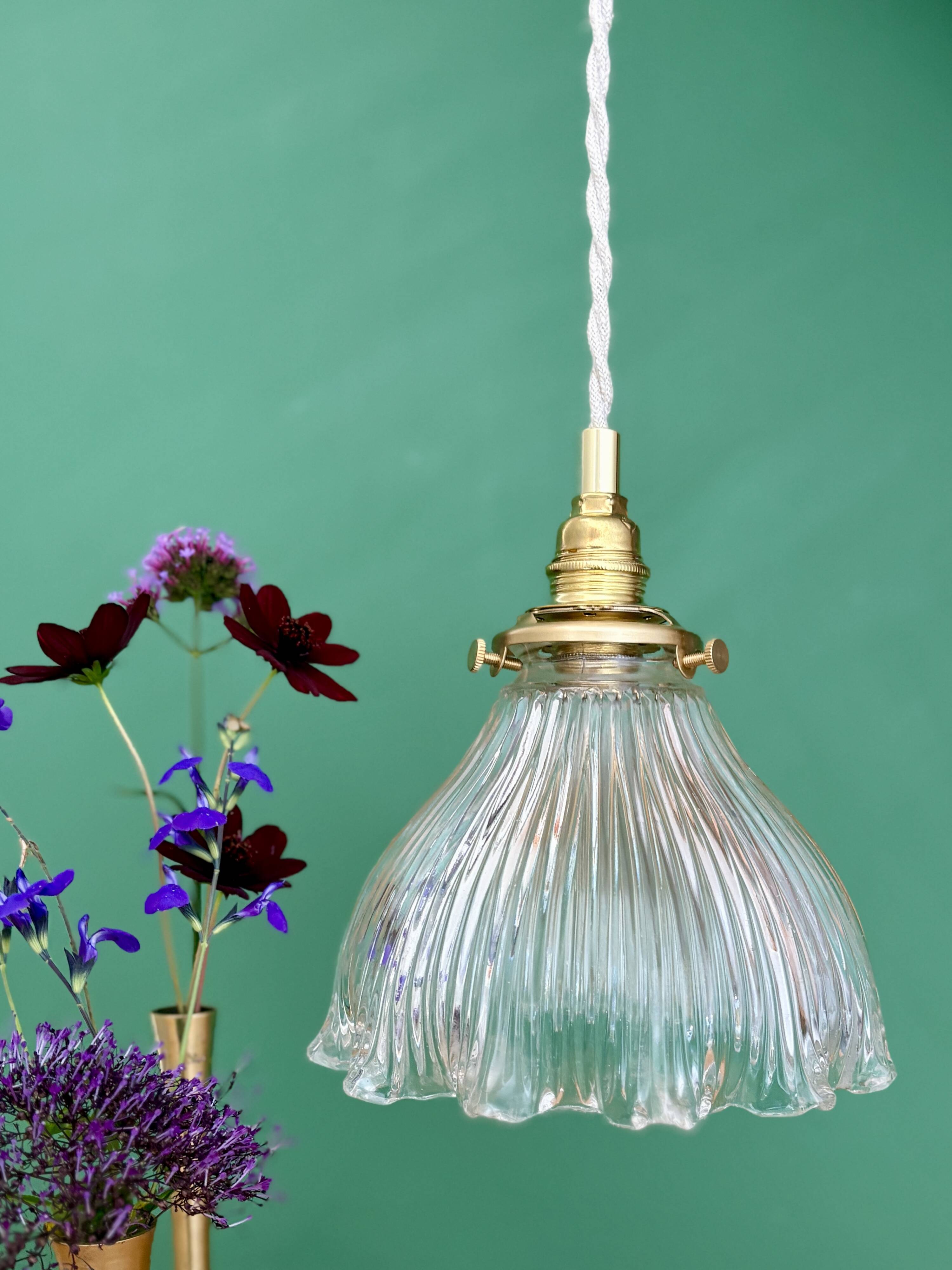 Vintage Holophane Glass Pendant Lampshade (HU1)