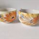 Two large vintage hand-painted mugs – Orange and blue flowers