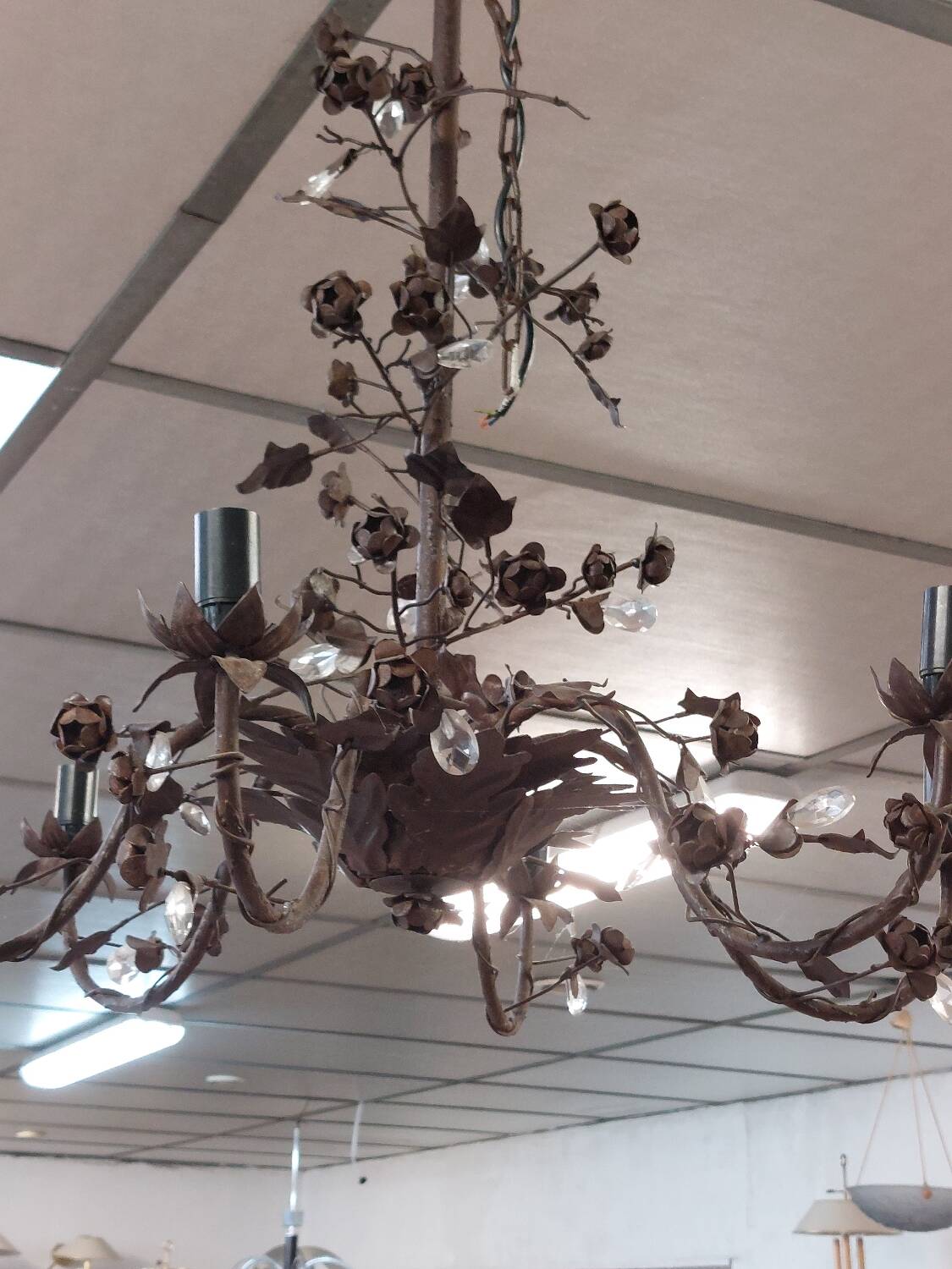 Black flower decor chandelier 6 lights
