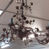 Black flower decor chandelier 6 lights