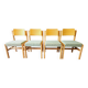 Set de 4 chaises en bois et tissu, années 70