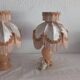 Pair of vintage alabaster lamps in Boudoir style – Fringed lampshade