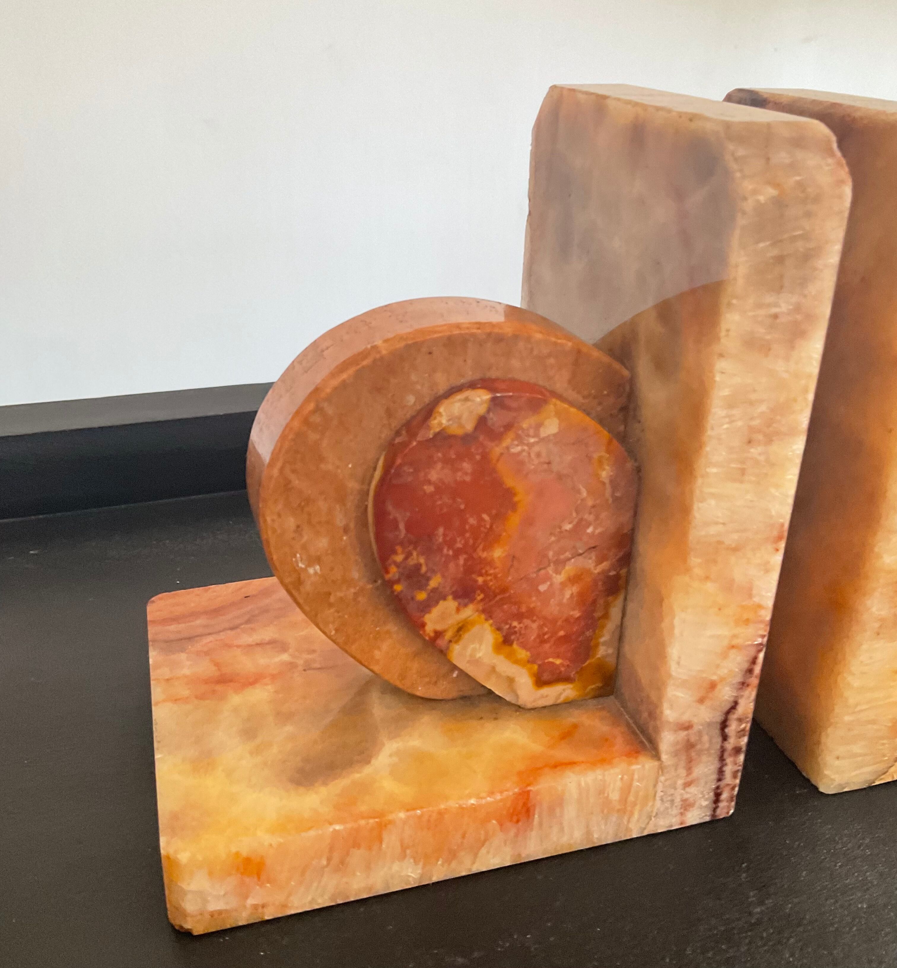 Pair of Art Deco marble bookends