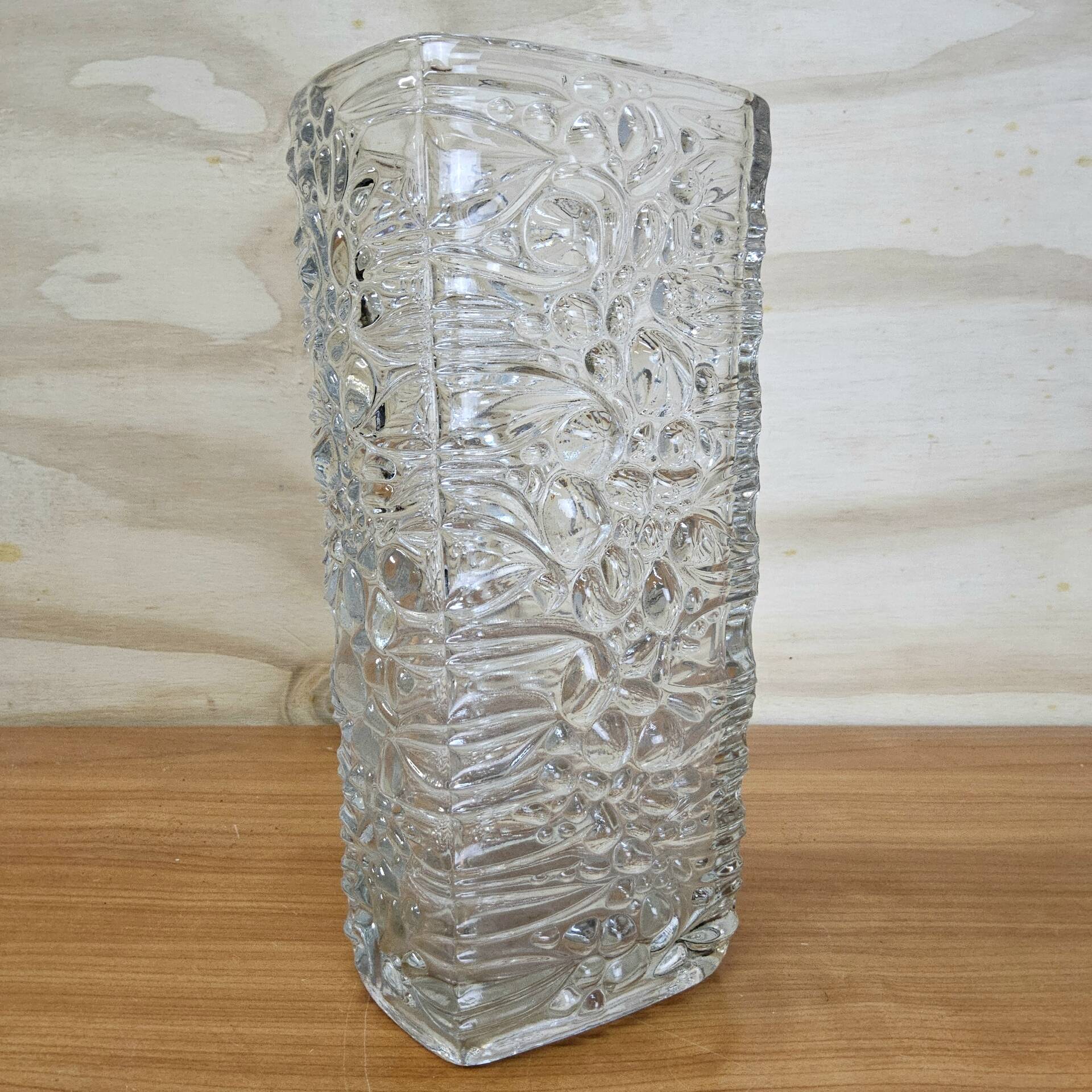 Vintage glass vase bubble texture (Hermanova Hut, 1968)