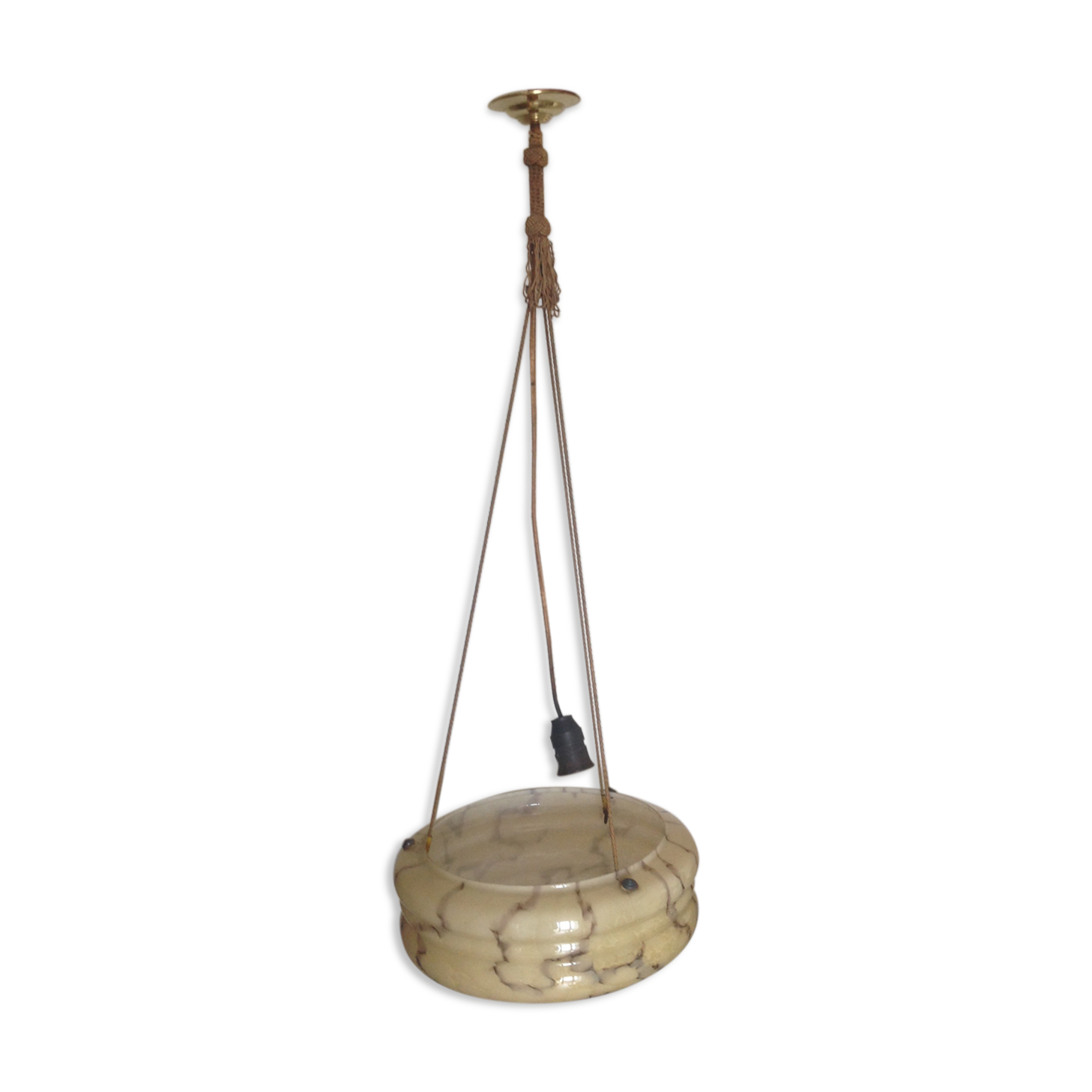 Art deco marbled glass bowl suspension