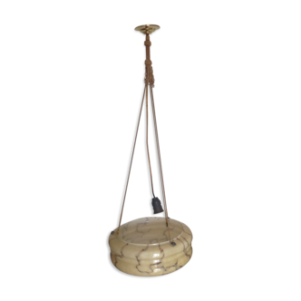 Art deco marbled glass bowl suspension