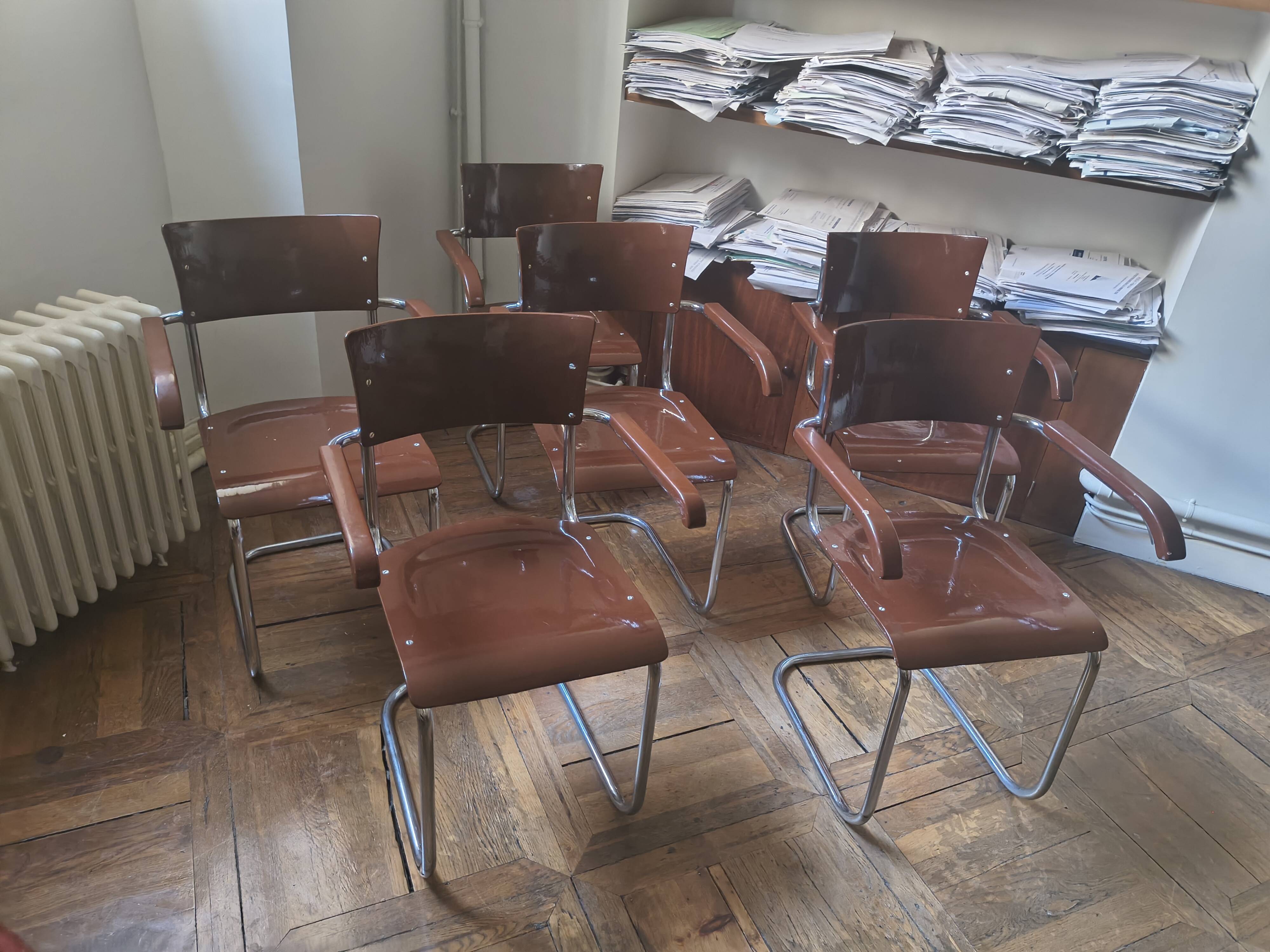 Set of Bauhaus style armchairs Mart Stam S34 – Chrome & wood