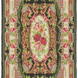 Tapisserie vintage nouée à la main noir kilim 214 cm x 356 cm - 23281