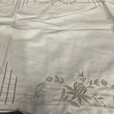 Old embroidered cotton table runner - circa 1900 - l 105 cm / l 68 cm